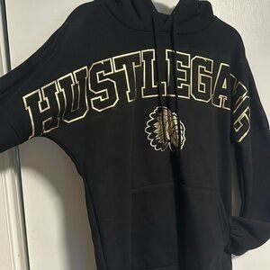 BNWT: Hustle  Gang Hoodie with gold foil logo & writing size M